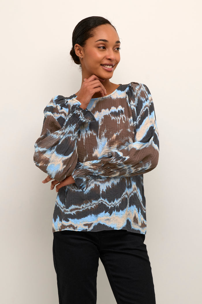 Kaffe Kasusana Java/Cornflower Faded Print Blouse, 10507926