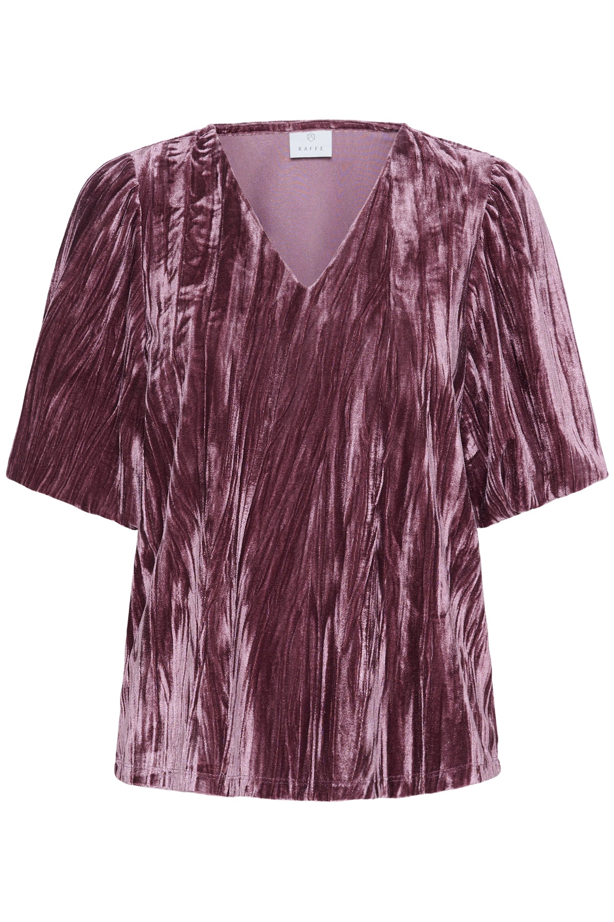 KAFFE Kaelva Tulipwood Velvet V-Neck Blouse