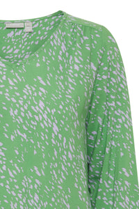 Fransa FrSilje Online Lime Abstract Printed V-Neck Blouse, 20613270