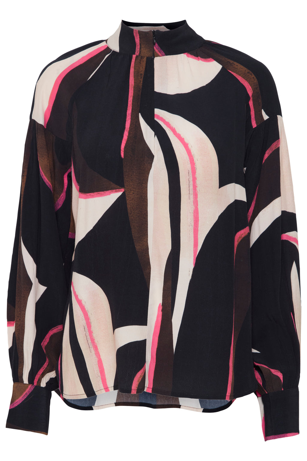 Fransa Frlena Navy Blazer/Pink Abstract Printed – Blouse, 20613285 Ruby 67 Boutique