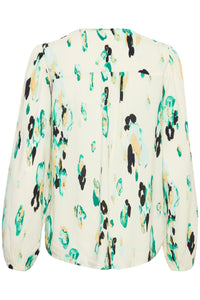 Fransa Frmerle Brook Green Abstract V-Neck Blouse, 20613487