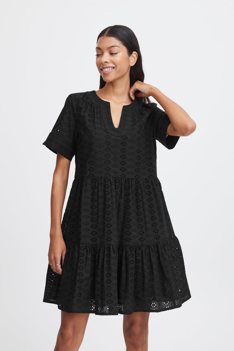 B.Young Fenni Black Embroidered Layered Dress, 20814598