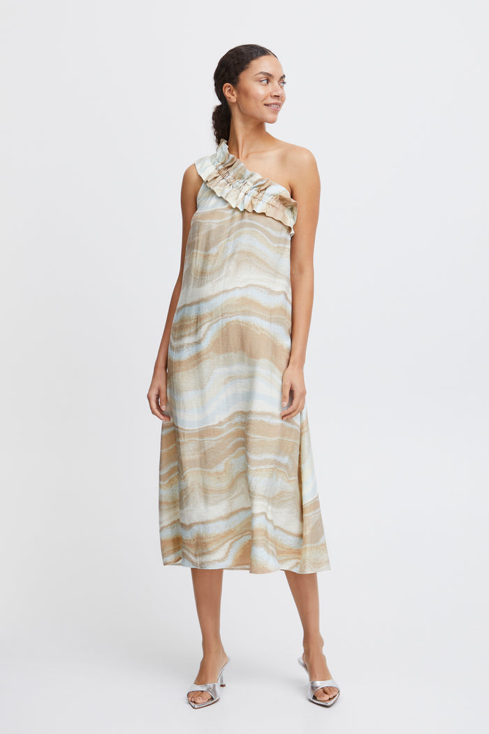 B.Young ByIhamma Cement Marble Mix One Shoulder Midi Dress, 20814928