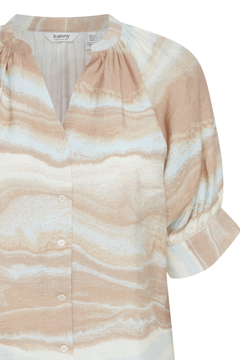 B.Young ByIhamma Cement Marble Mix V-Neck Blouse, 20814933