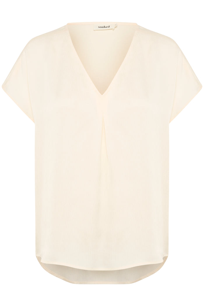 Soaked in Luxury Loana Marija Whisper White V-Neck Blouse, 30407198