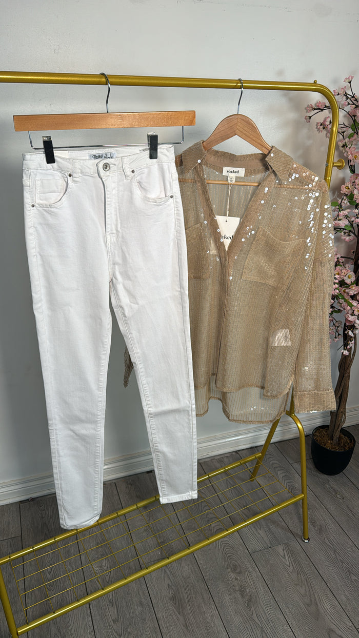 Toxik Original HighWaisted Bum Lift White Skinny Jeans