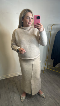 Grace & Mila Nassim Beige Knitted Jumper