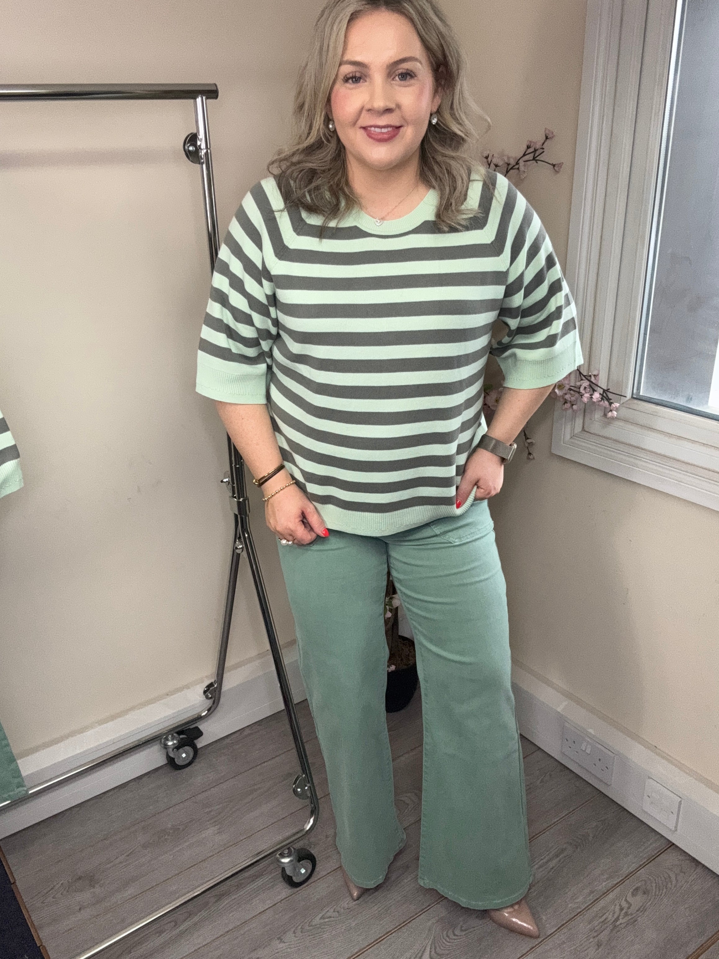 Toxik Highwaisted Cornflour Blue Wide Leg Flared Jeans, H2662