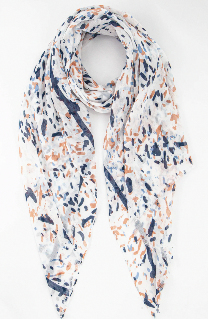 Ruby 67 Navy Blue/Cream Abstract Animal Spot Scarf