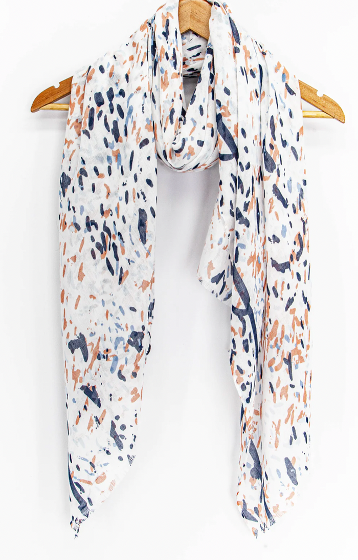 Ruby 67 Navy Blue/Cream Abstract Animal Spot Scarf