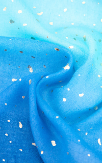 Ruby 67 Blue Ombre Stripes Scarf with Gold Metallic Highlights