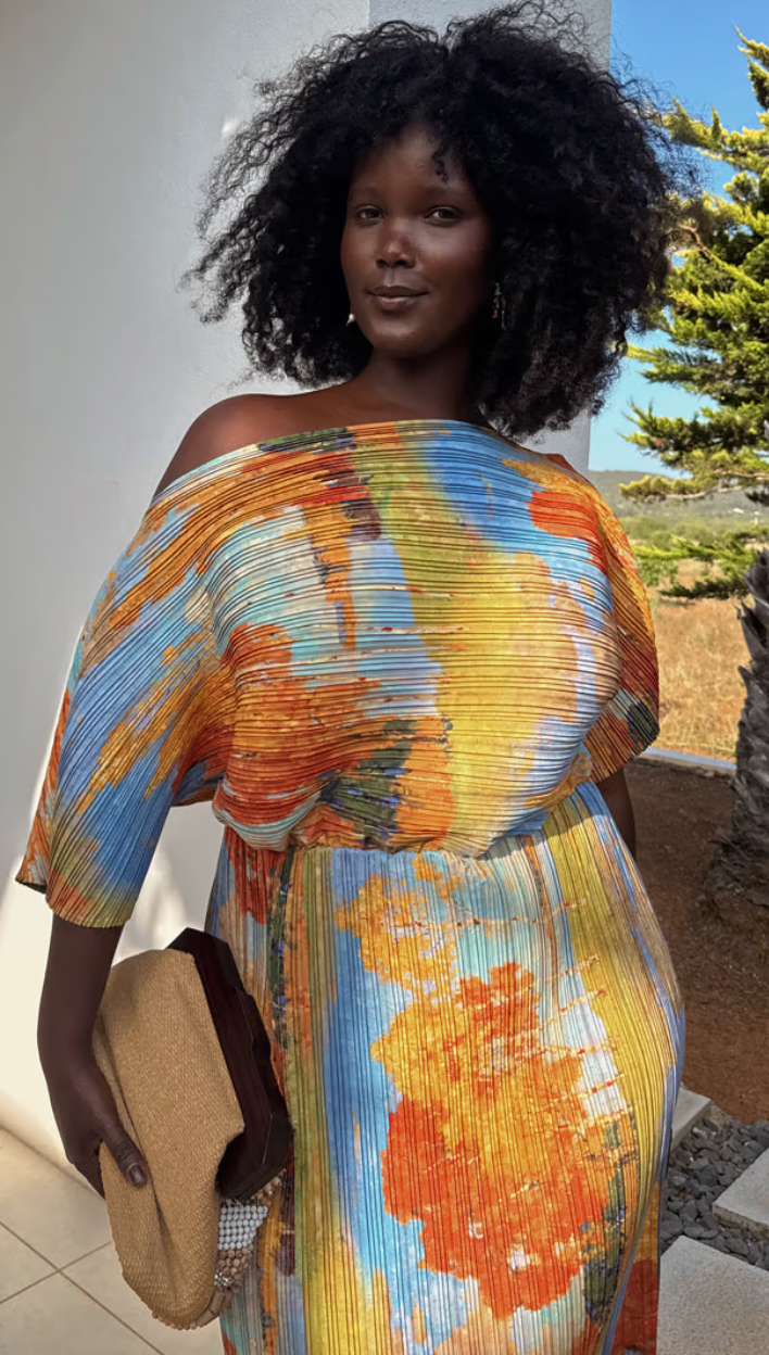 Never Fully Dressed Tilly Artist Printed Off the Shoulder Dress