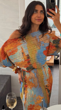Never Fully Dressed Tilly Artist Printed Off the Shoulder Dress
