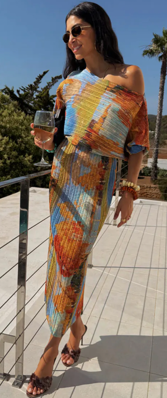 Never Fully Dressed Tilly Artist Printed Off the Shoulder Dress