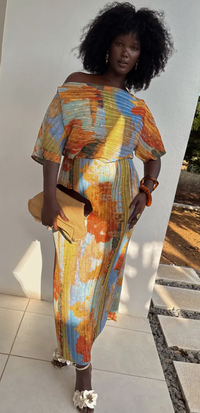 Never Fully Dressed Tilly Artist Printed Off the Shoulder Dress