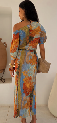 Never Fully Dressed Tilly Artist Printed Off the Shoulder Dress