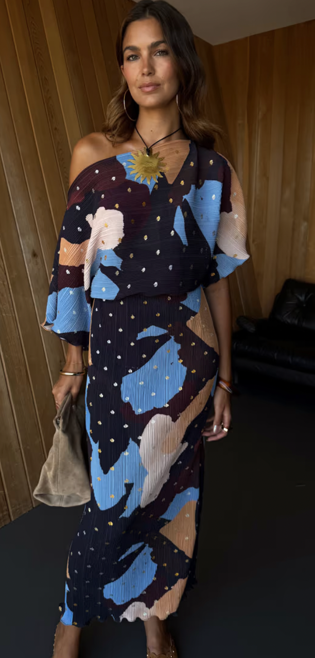 never fully dressed off shoulder dress Never Fully Dressed Mara Chocolate Abstract Tilly Off the Shoulder Dress