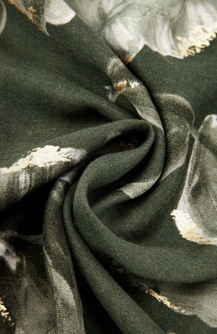 Ruby 67 Eleanor Khaki Floral Scarf