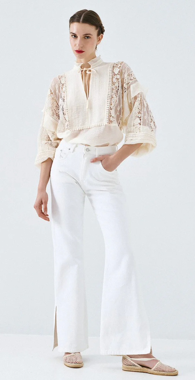 Access Fashion Vanilla Blouse with Lace Details, 63-2087 – Ruby 67