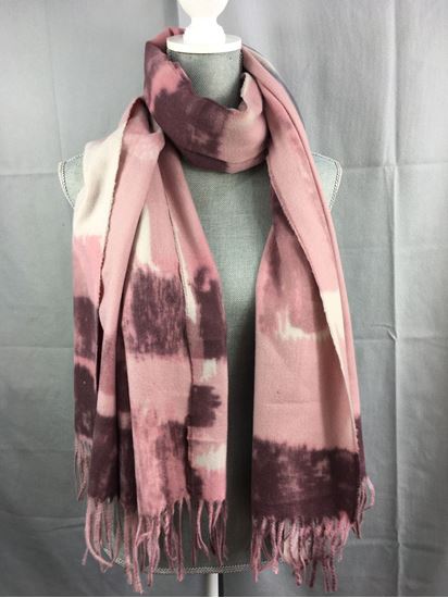 Ruby 67 Pink Abstract Tassel Scarf 