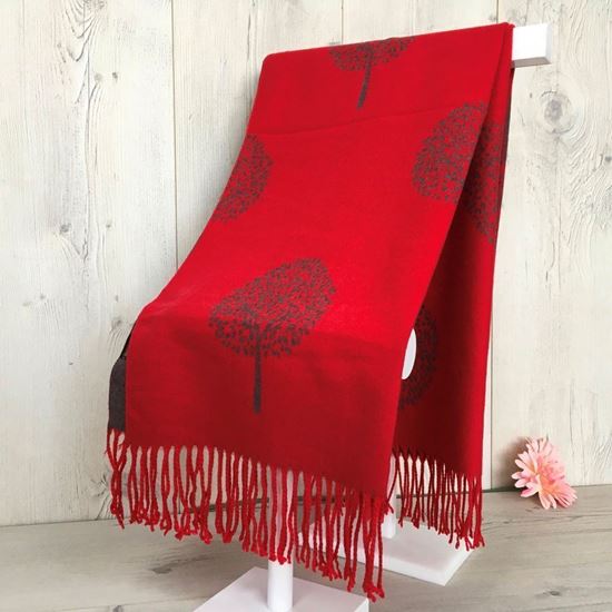 Ruby 67 Hot Red Mulberry Inspired Tree Tassle Scarf