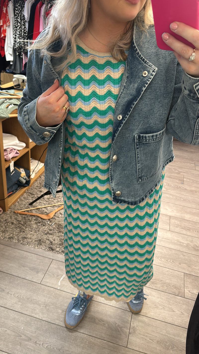 Garcia Printed Crochet Knitted Midi Dress