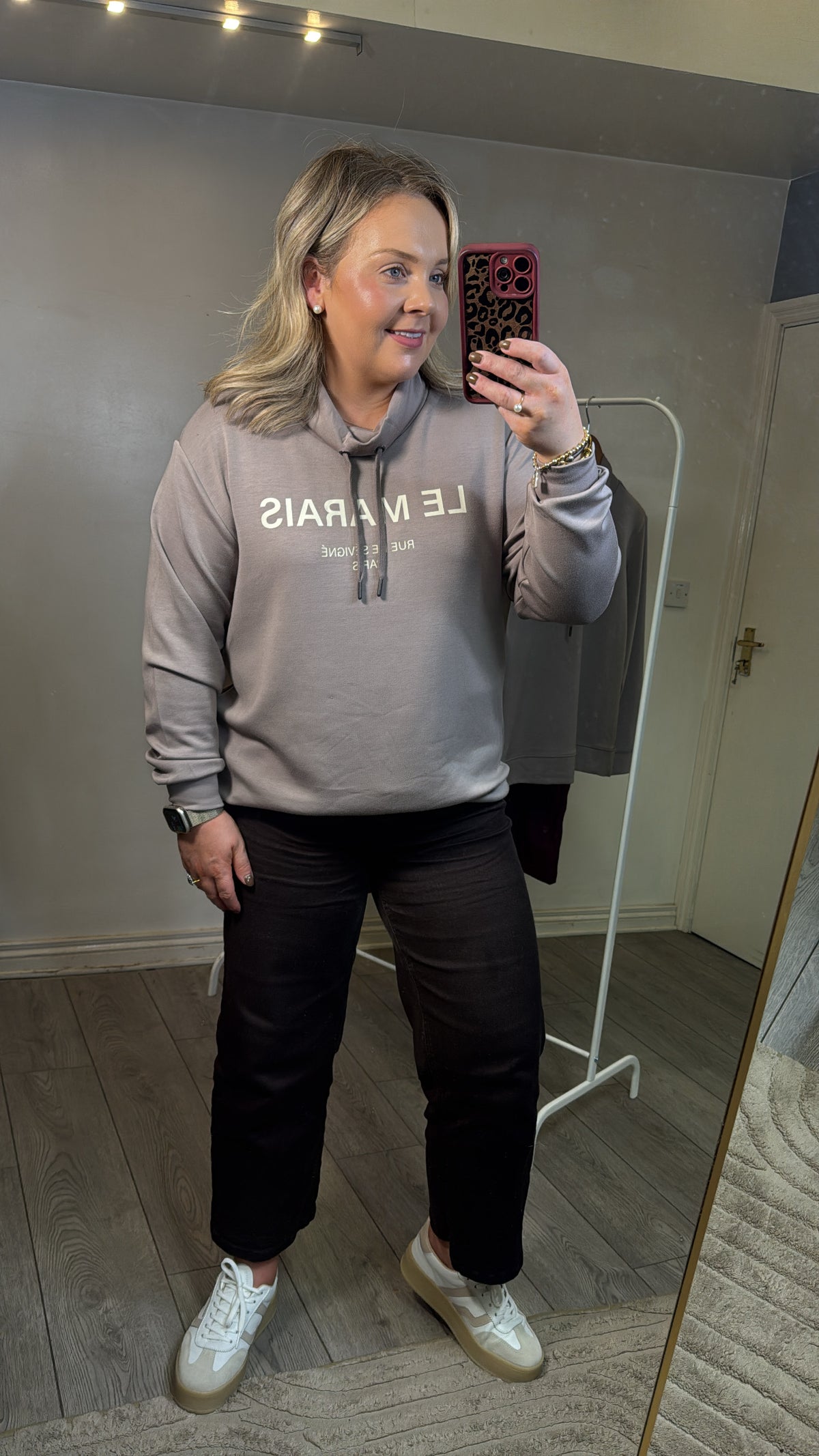 Fransa Aurora Driftwood Modal Cowl Neck Sweatshirt