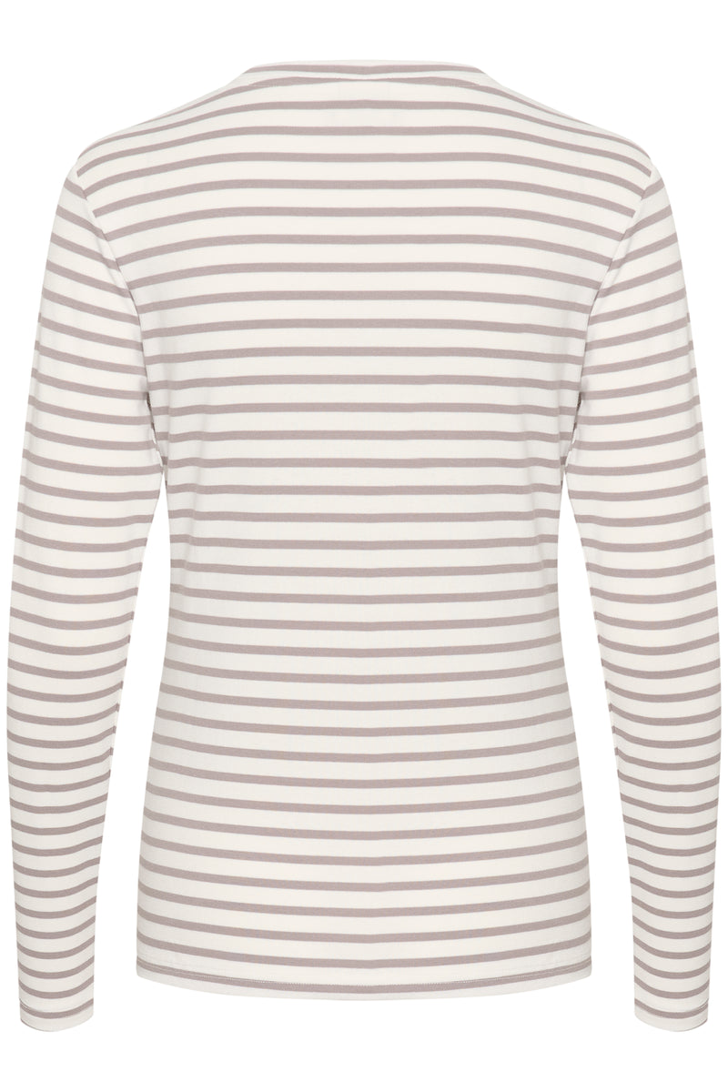 Kaffe Liddy Chalk/Grey Stripe Top with Fuchsia Heart, 10502821