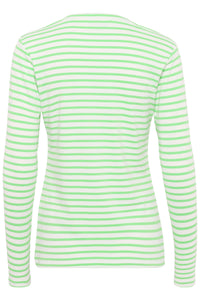 Kaffe Liddy Chalk/Green Stripe Top with Grey Heart