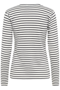 Kaffe Liddy Chalk/Dark Grey Stripe Top with Burgundy Heart
