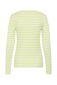 Kaffe Liddy Chalk/Wild Lime Stripe Top with Pink Heart, 10502821