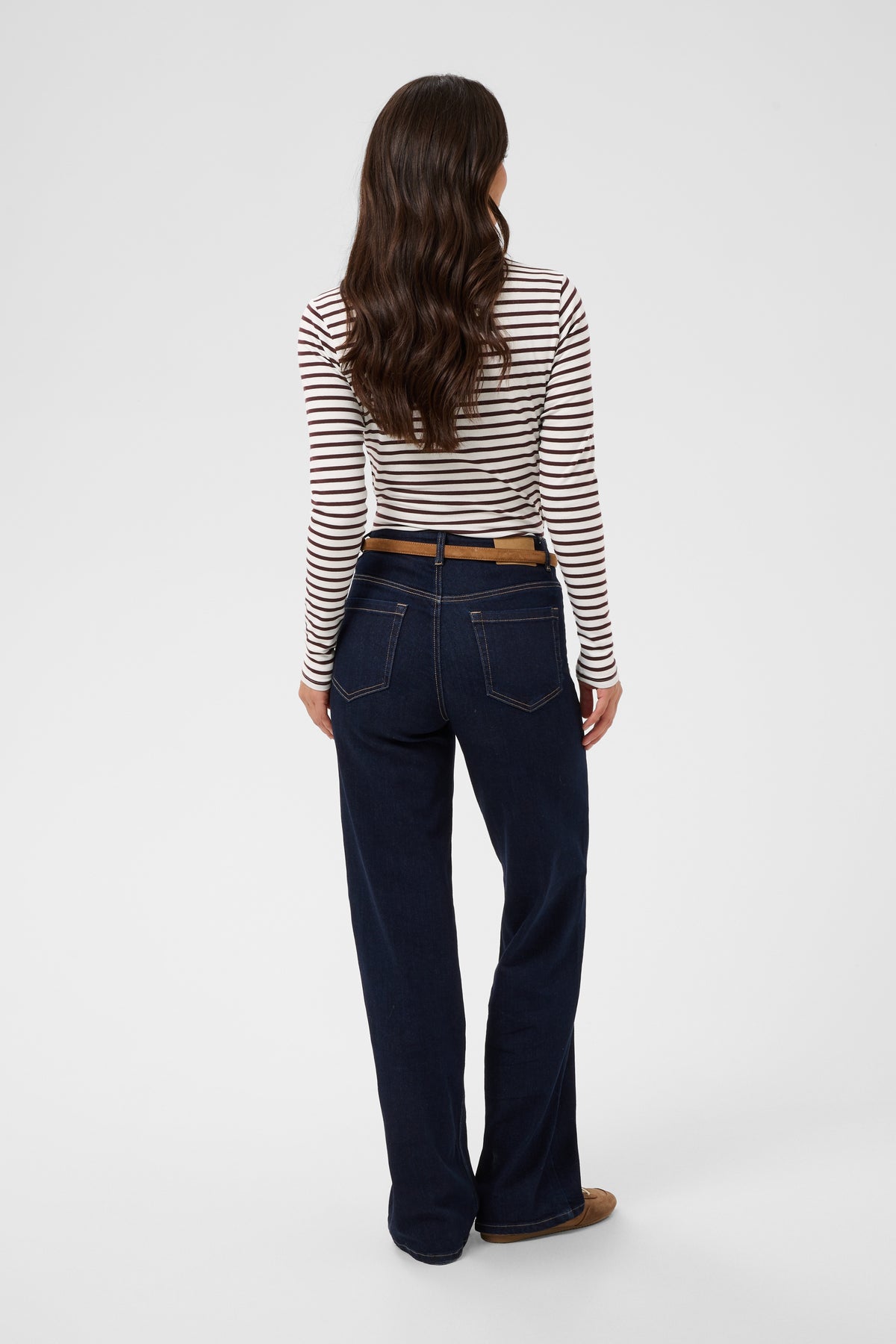 Kaffe Liddy Chalk/Fudge Burgundy Stripe Top with Baby Pink Heart