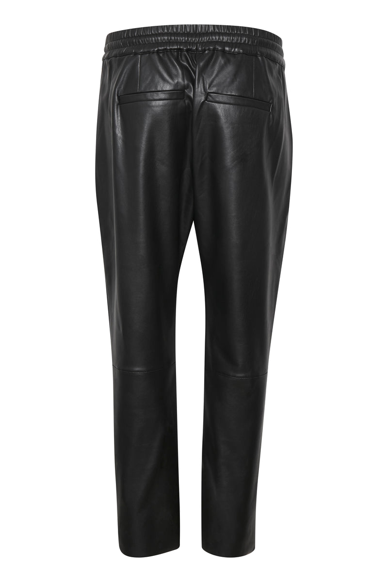 Kaffe Kavila Black Faux Leather Sports Luxe Joggers, 10504722