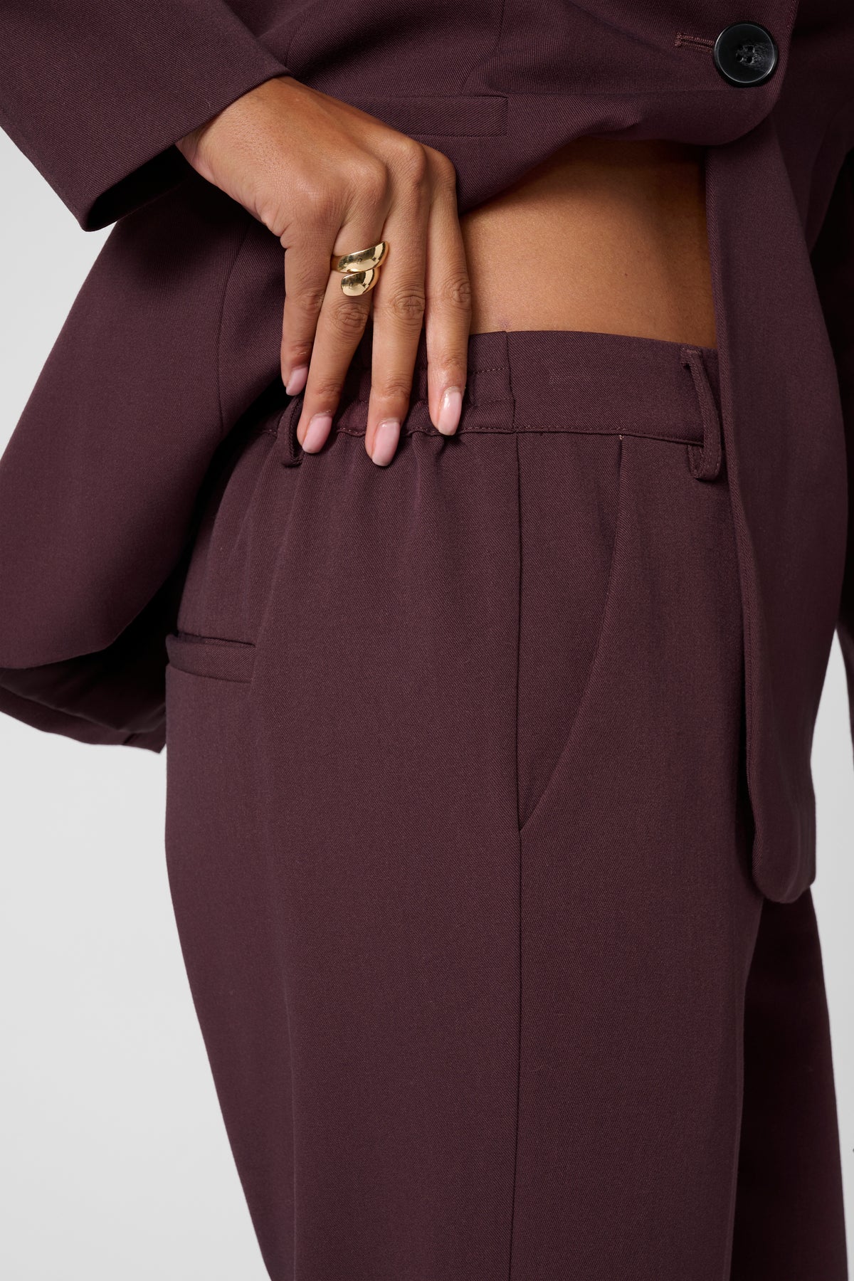 Kaffe Kasakura Fudge Burgundy Highwaisted Cigarette Trousers