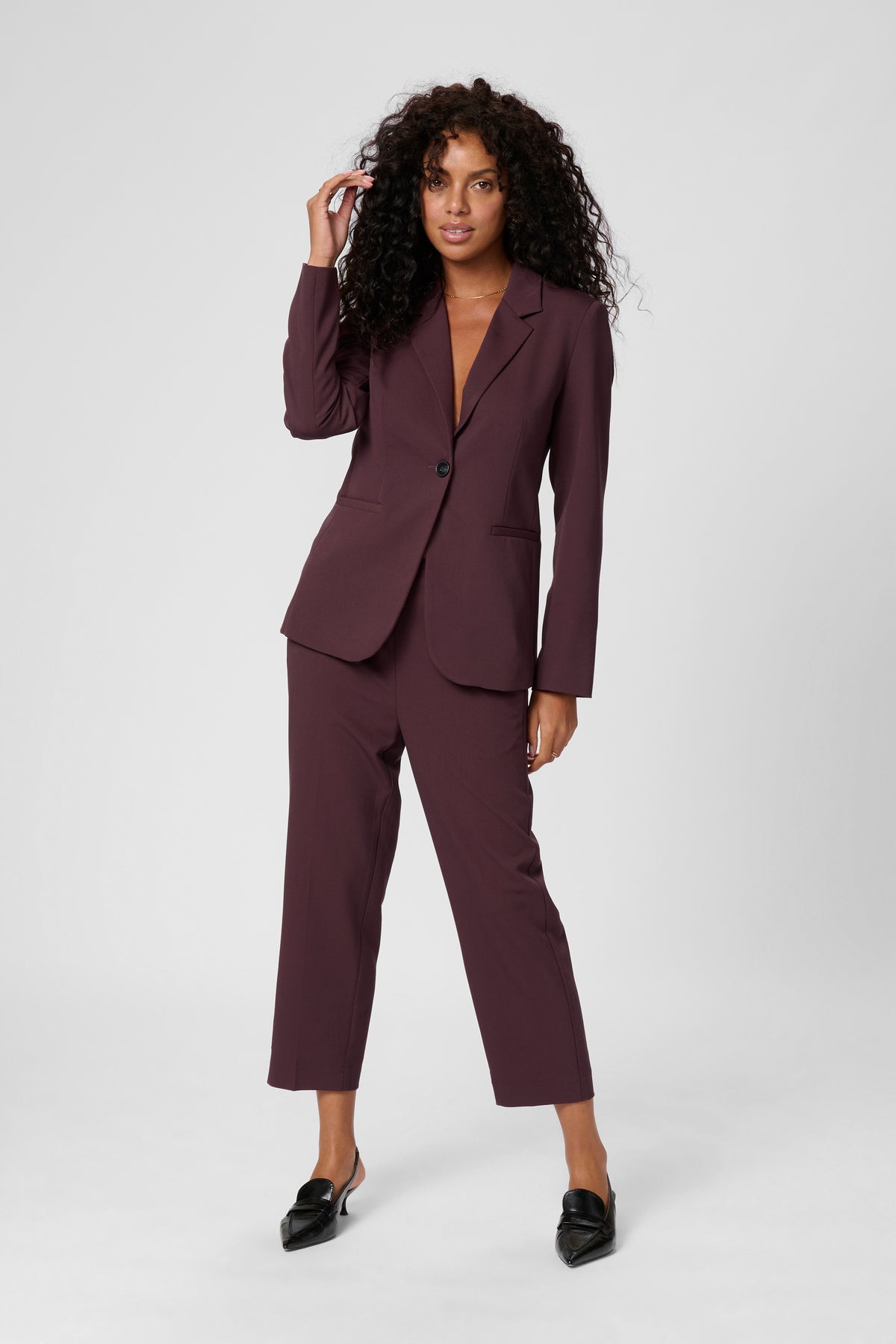 Kaffe Kasakura Fudge Burgundy Highwaisted Cigarette Trousers