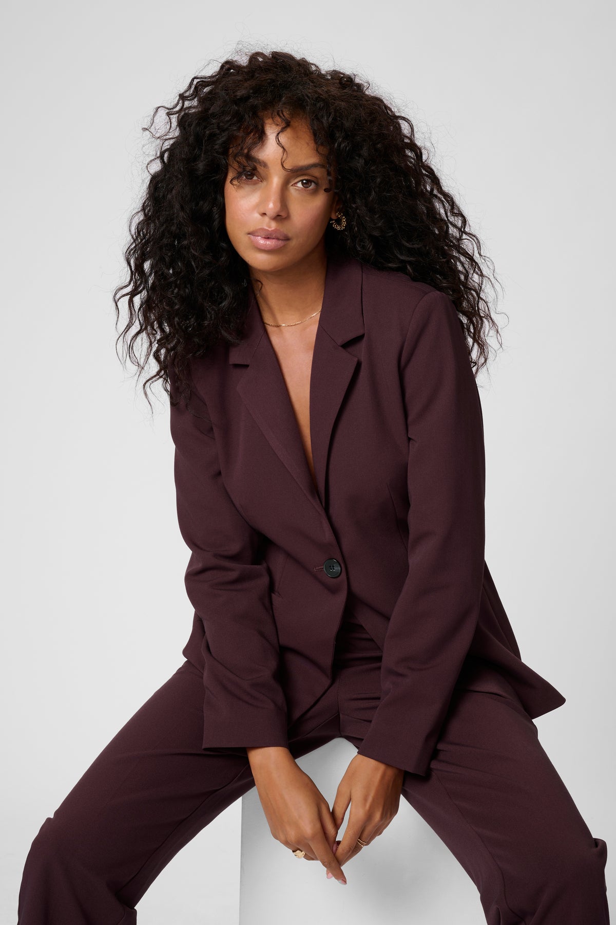 Kaffe Kasakura Fudge Burgundy Single Breasted Blazer, 10506684