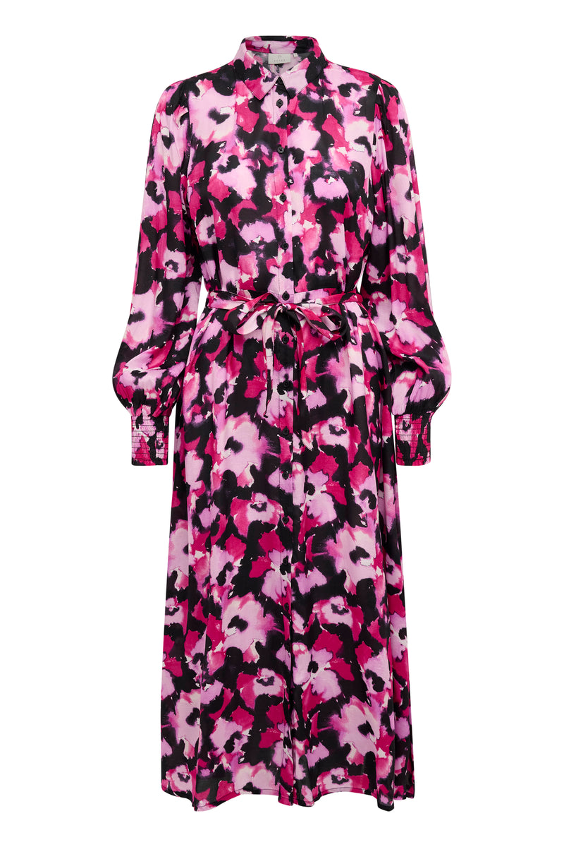 Kaffe Kapollie Oline Pink Faded Flower Print Shirt Dress, 10507798