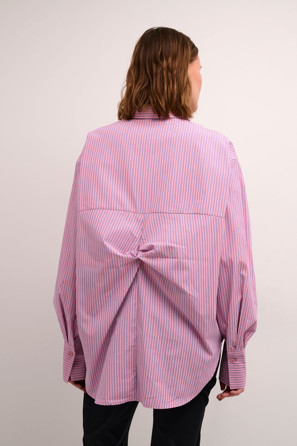 Kaffe Kamaibritt Pink/Navy Stripe Oversized Knot Shirt, 10508238