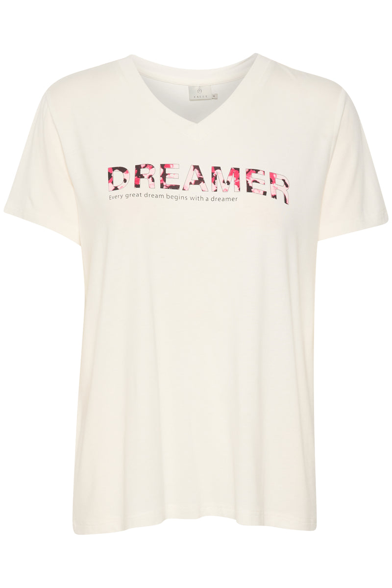 Kaffe Katina Chalk 'Dreamer' V-Neck T-Shirt, 10508247