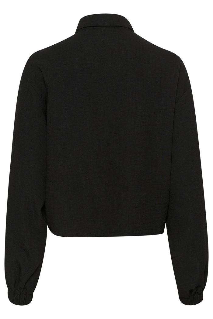Kaffe Kaelenor Black Cropped Shirt/Jacket with Zip Detailing, 10508319