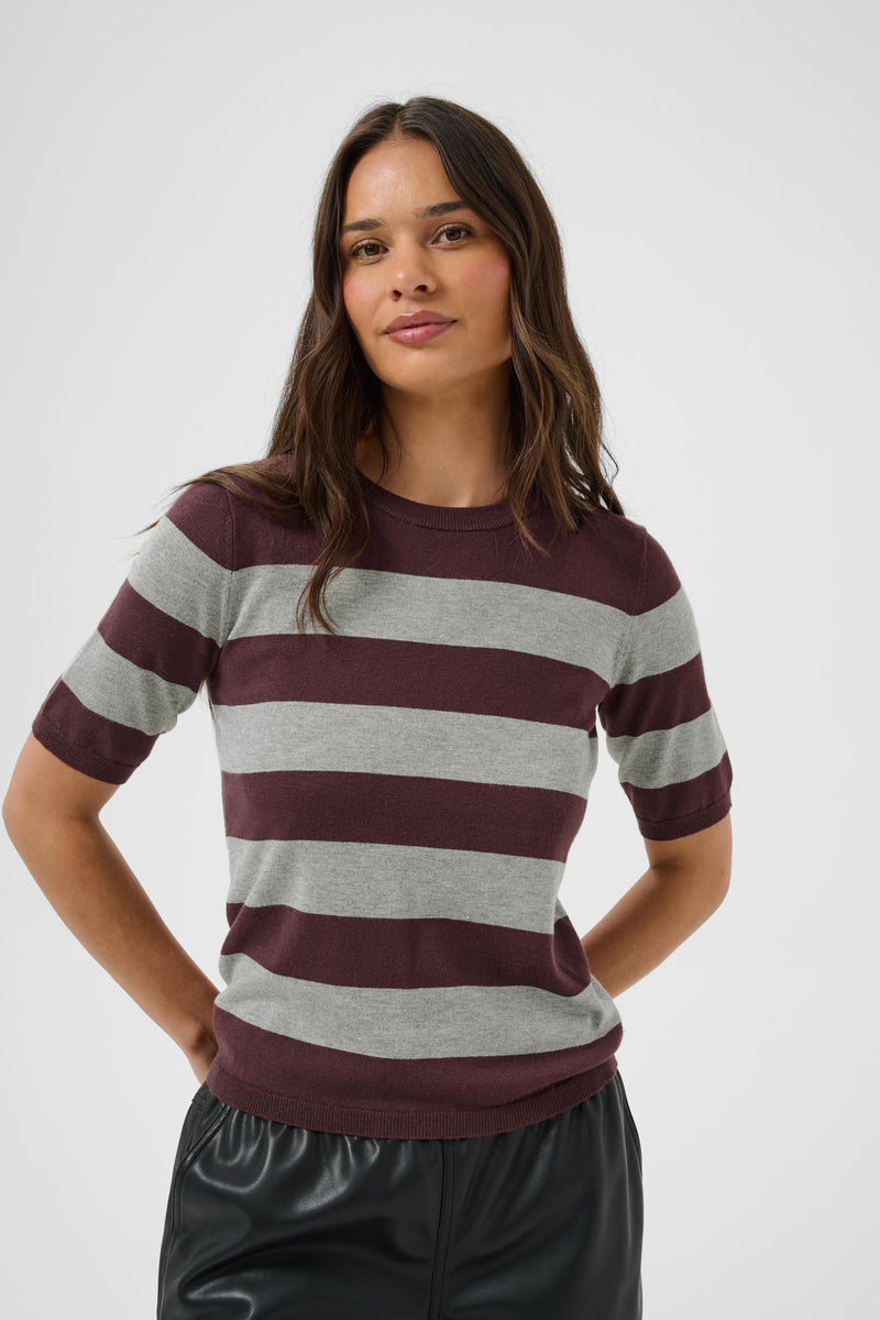 Kaffe Kalizza Fudge/Grey Melange Striped Knit