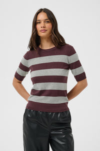 Kaffe Kalizza Fudge/Grey Melange Striped Knit