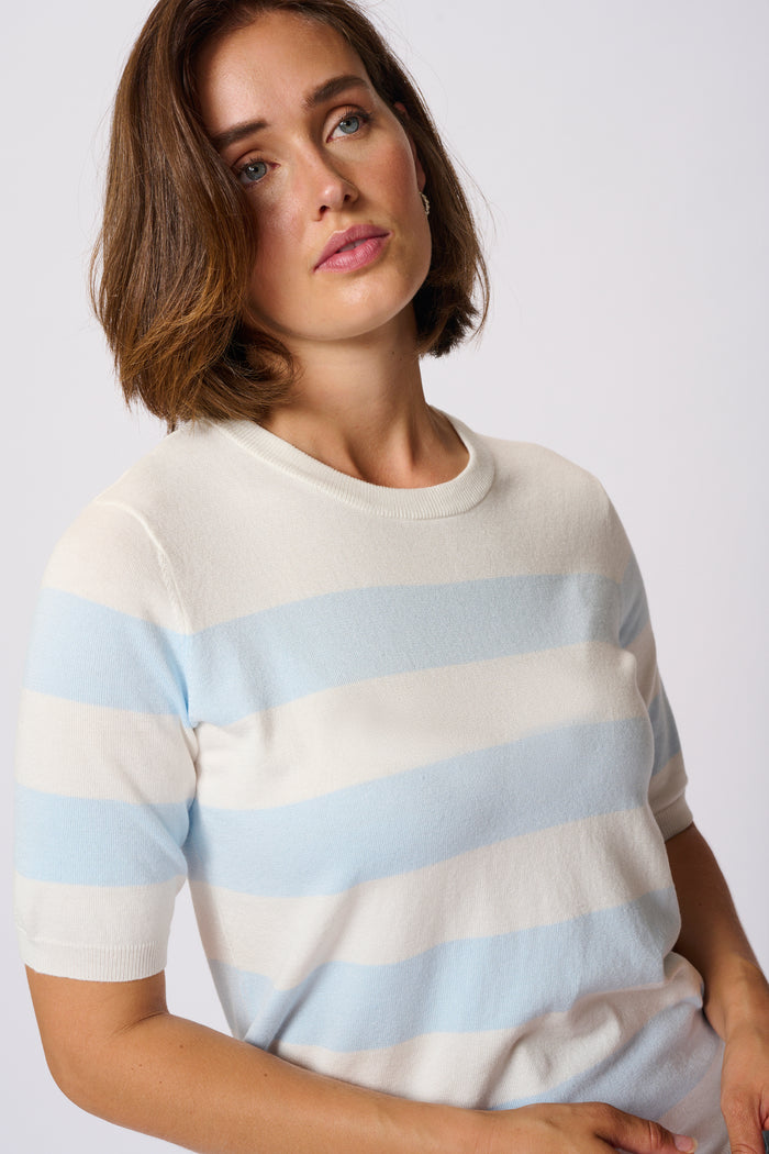 Kaffe Kalizza Chalk/Baby Blue Striped Knit