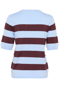 Kaffe Kalizza Windsurfer Baby Blue/Fudge Burgundy Striped Knit, 10508410