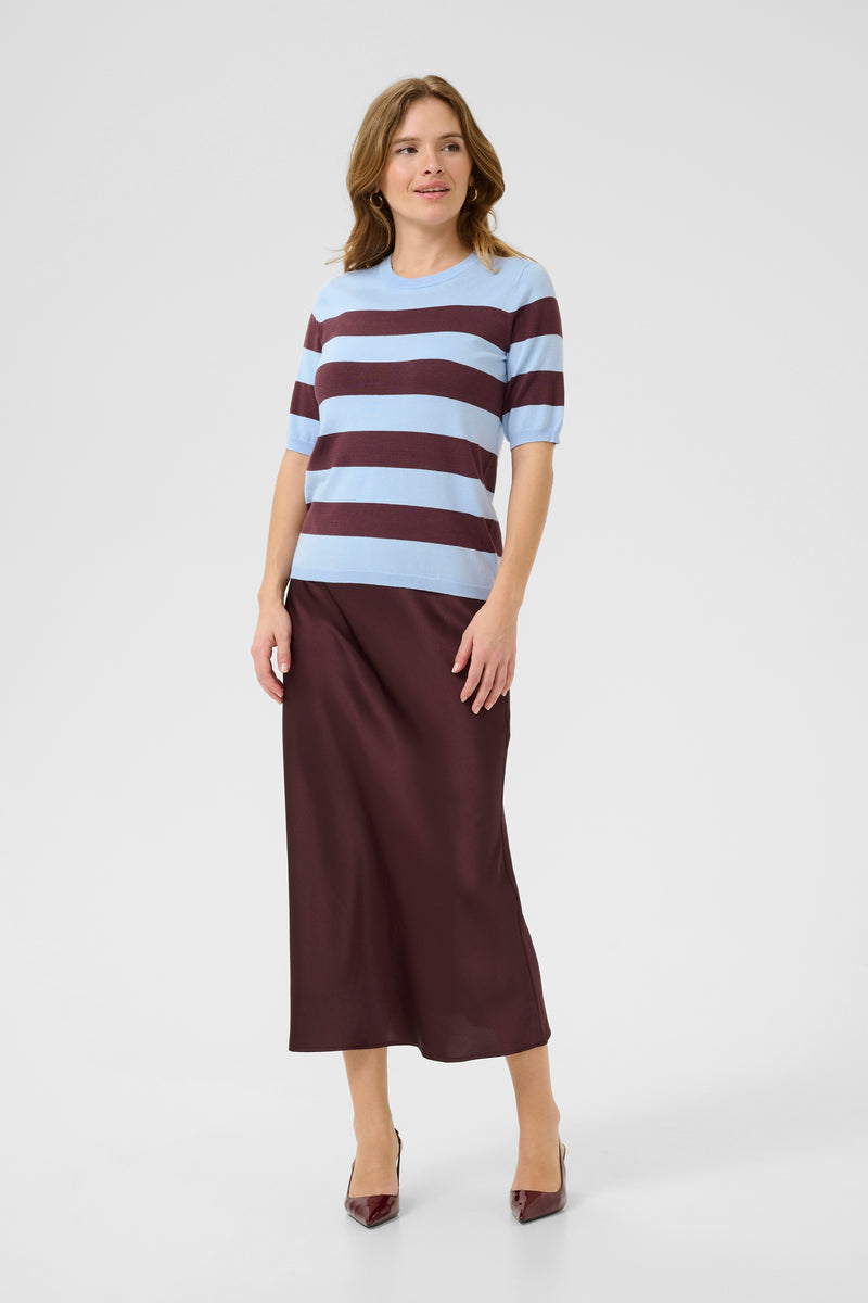 Kaffe Kalizza Windsurfer Baby Blue/Fudge Burgundy Striped Knit
