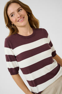 Kaffe Kalizza Chalk/Fudge Burgundy Striped Knit