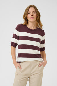 Kaffe Kalizza Chalk/Fudge Burgundy Striped Knit
