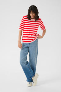 Kaffe Kalizza True Red/Baby Pink Striped Knit