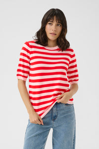 Kaffe Kalizza True Red/Baby Pink Striped Knit