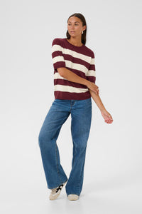 Kaffe Kalizza Windsor Wine/Turtledove Striped Knit, 10508410